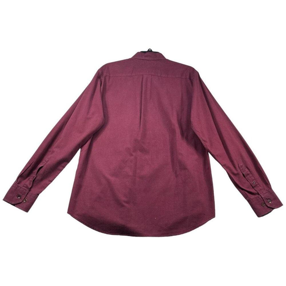 Tommy Hilfiger Button Down Shirt Mens size Medium Burgundy Red Cotton Casual - Picture 2 of 7